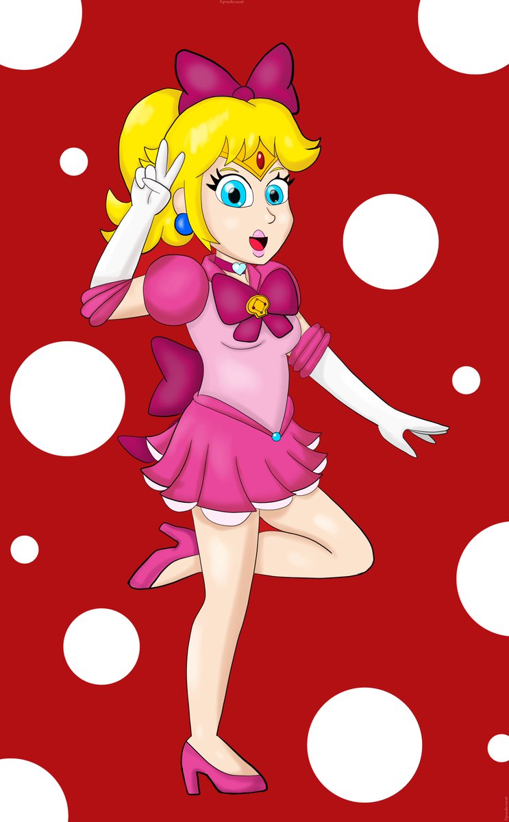SpadezArt's tweet photo. Pose reference from @AdorkaStock (she does great work.) I got a spark to remake an old series I had of Peach &amp; others in a similar setting of Sailor Moon. #fanart #digitalart #PrincessPeach #SuperMario #SailorMoon #au #crossover #magicalgirl https://t.co/i1FbL8oDaG