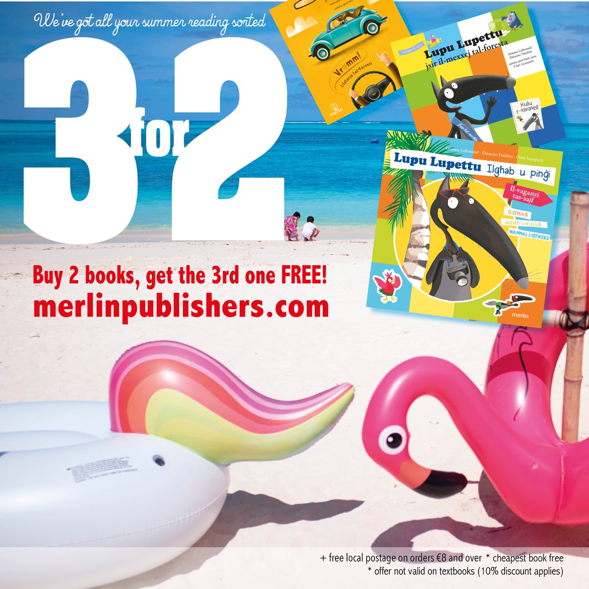 merlinkotba's tweet image. 3 FOR 2 … l-offerta Merlin għas-sajf, agħżel il-kotba li trid, u għal kull 3 tħallas għal 2 biss!
Online minn merlinpublishers.com
* dettalji u kundizzjonijiet hawn taħt
#3for2 #summerreads #bookbuys