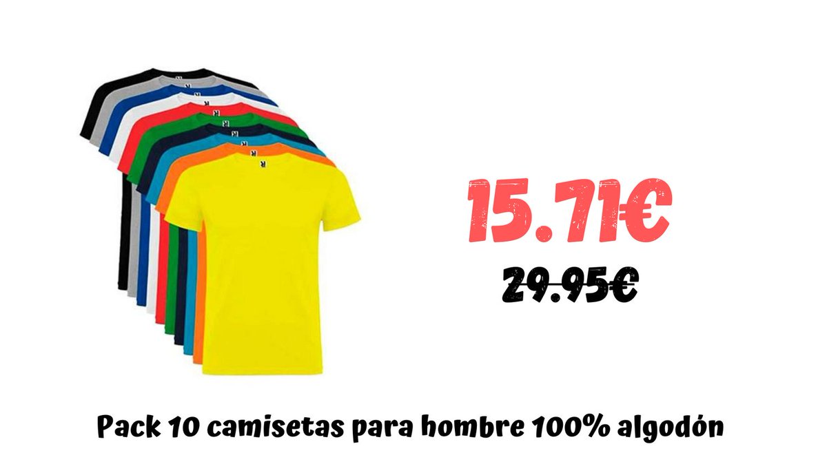 enchollados's tweet photo. ¡Chollito va! Pack de 10 camisetas básicas para hombre por sólo 15.71€ 😎👉🏻 https://t.co/DjZLSulgAV

#chollo #enchollados #oferta #camisetas #packahorro https://t.co/hkAQq9OtR7