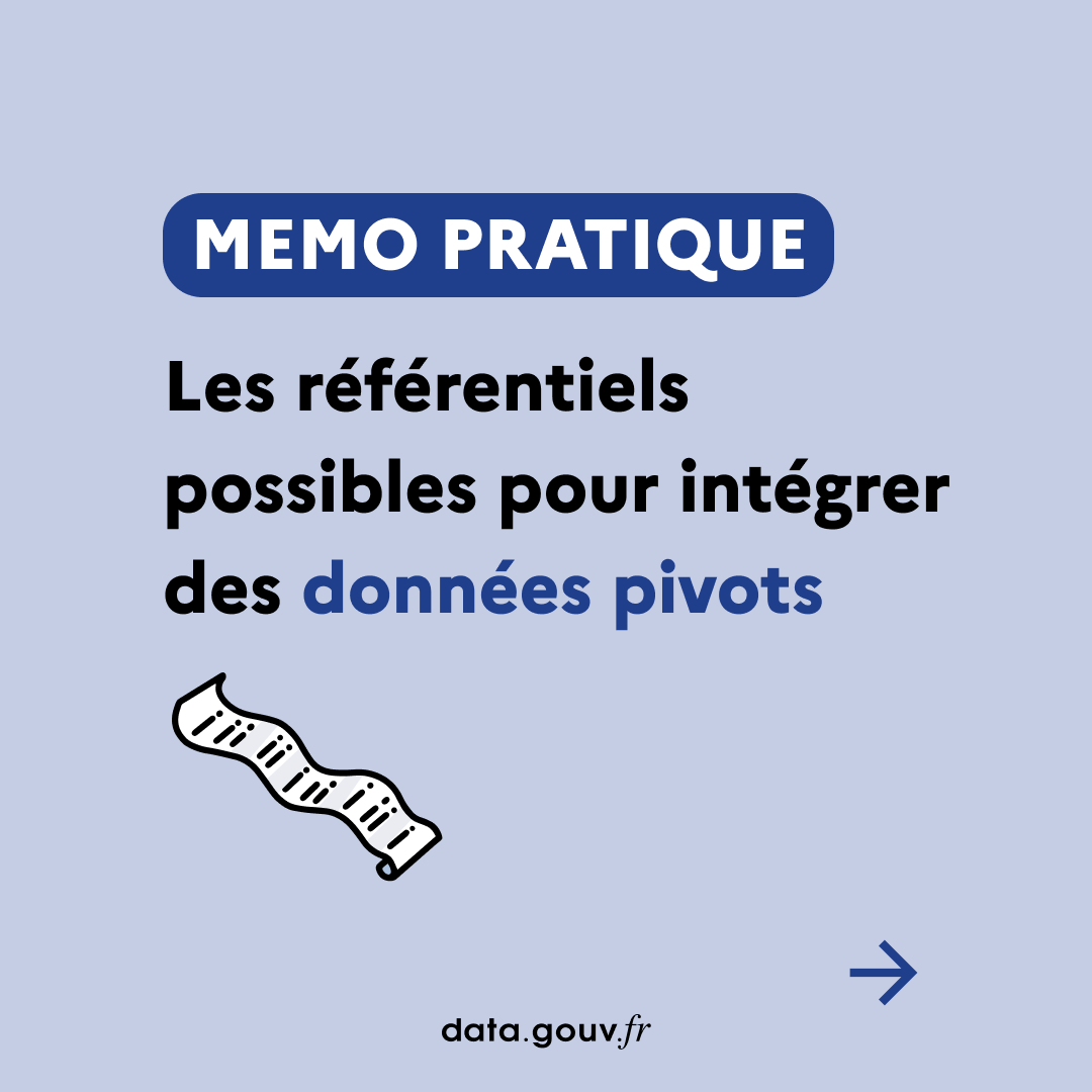 [🌴 Cahier de vacances n°15] L'intégration dans un jeu de données de données pivots est particulièrement intéressante, en ce qu'elle permet une meilleure formalisation et une meilleure réutilisation. #OpenData 

Voici quelques référentiels qu'il est possible d'exploiter 👇 (1/19)