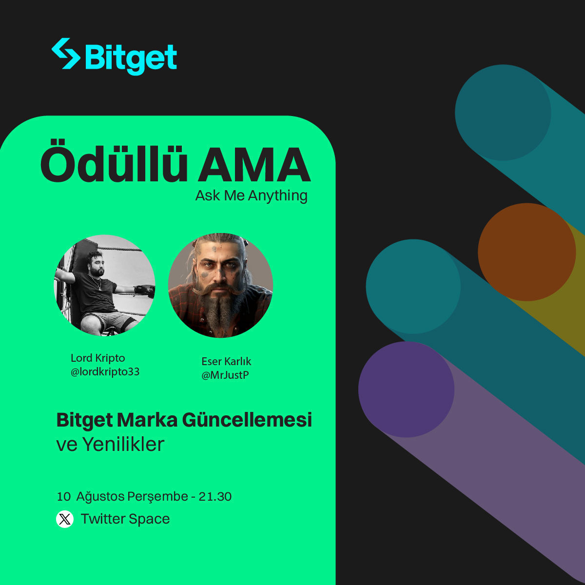 ⭐ 10 Ağustos saat 21.30'da Ödüllü Twitter Space!

Paylaşın ve 10 USDT kazanın

@lordkripto33 ve <a href="/MrJustP/">JustP @Bitget</a> #Bitget Marka güncellemesi ve bizleri bekleyen yenilikleri konuşuyor.

🔥 Etkinliği Paylaşanlar 10 #USDT kazanıyor
👥 3 kişiyi etiketle ve RT et
📝 Formu doldur.
👉