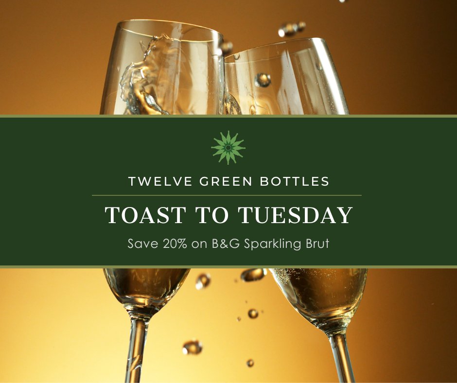 Toast to Tuesday! Enjoy a 20% discount on B&G Sparkling Brut when you... Use the code 'TGBWD' at the checkout. Nice white-gold colour. Fine bubbles and foam. Fruity and delicate nose with floral aromas. OFFER ENDS 14/08/23 Shop Now - ow.ly/yxNB50PvChS