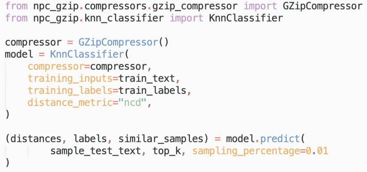 predict_addict's tweet image. #gzip is all one needs, now compete with Python 🐍 package 📦 courtesy of 

@altozachmo @ZhiyingJ