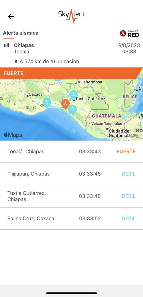 #ÚltimaHora #Chiapas 🫨🫨🫨

EN #Tonalá, el epicentro del sismo en #Chiapas, con intensidad “fuerte”, esta madrugada -vía <a href="/SkyAlertMx/">SkyAlert</a>