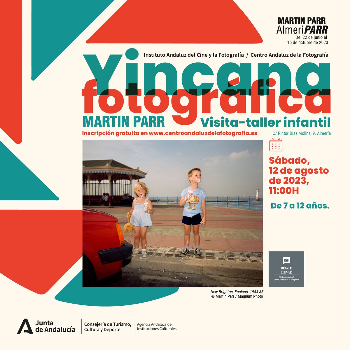 El próximo sábado 12ago a las 11h, el #CAF invita a una particular #yincana fotográfica y visita-taller infantil para participantes de 7 a 12 años. Plazas limitadas!

Reserva la tuya en lajunta.es/4azzn

<a href="/CulturaAND/">Cultura Junta de Andalucía</a> <a href="/Culturalmeria/">Almería Cultura</a> <a href="/AlmeriaJunta/">AlmeríaJunta</a>
<a href="/la_chrome/">LaChrome®️</a> <a href="/MagnumPhotos/">Magnum Photos</a>
