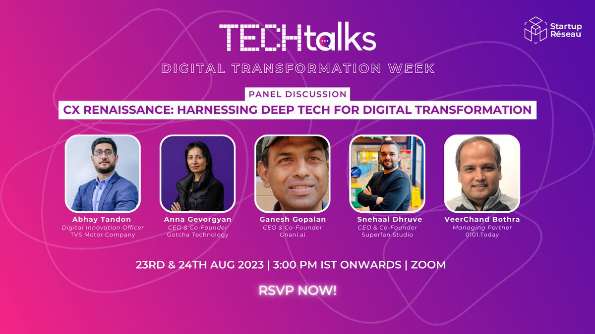🎙️Introducing our first set of speakers for TechTalks - Digital Transformation Week. Get ready to learn from our panelists as they share insights to drive meaningful engagement & anticipate customer needs. RSVP - lu.ma/ttdtw