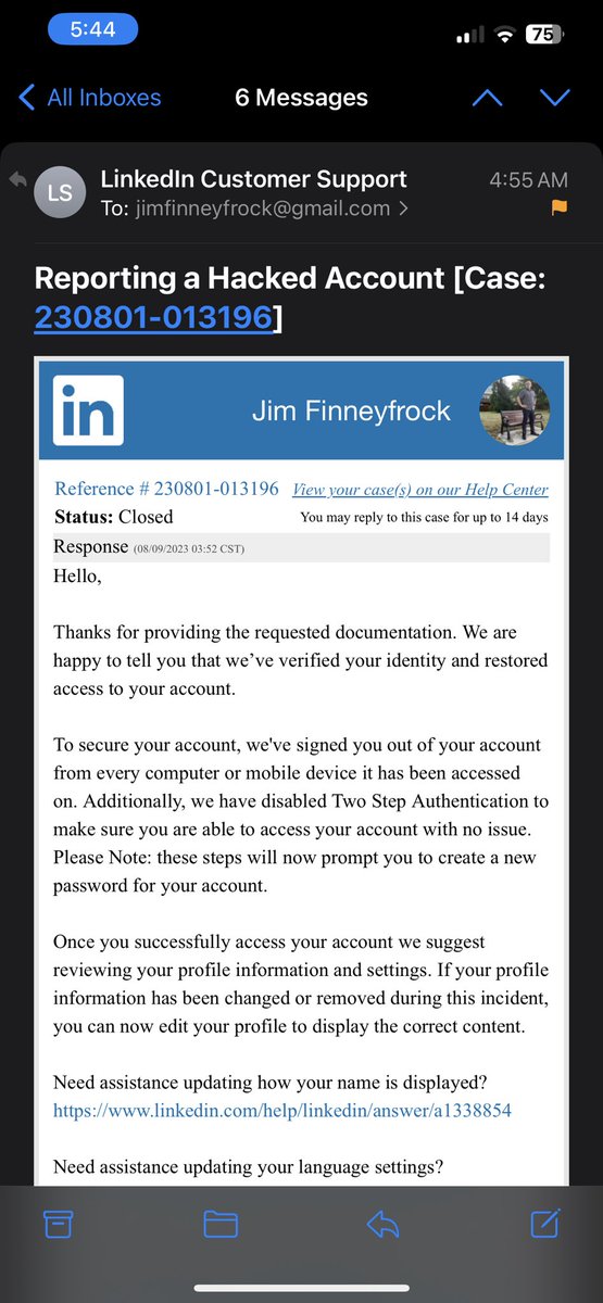 IHaveADHDGaming's tweet photo. @LinkedInHelp You reset the account information on the wrong account. I clearly outlined this in the ticket and I’m not sure how you missed it. They changed my picture the email address and removed my phone number. I’ve opened up two cases with only this reply.. https://t.co/rlVS6BwfcX