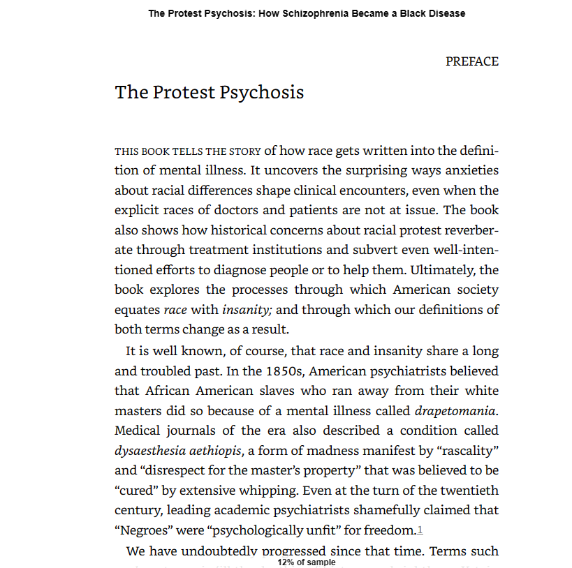 SanjeePerera1's tweet photo. @AnglicanProject @SPCBalsall It is also worth exploring some of the texts on #ProtestPsychosis, on how Schizophrenia was framed as a Black Disease during the #CivilRightsMovement. This by @JonathanMetzl is interesting. #BlackHistory.
https://t.co/TaU3a6r0OV? https://t.co/FmEhhswUPl