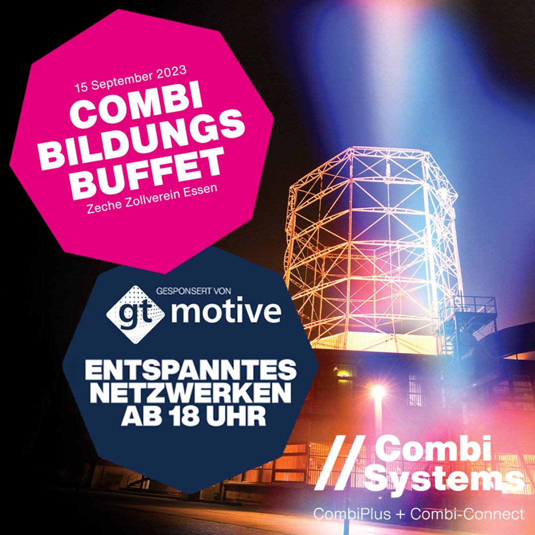 gtmotive_de's tweet image. Kurzer Reminder :

CombiBildungsBuffet - der Branchentreff
nächsten Monat am 15. September im Octogon Essen

-&amp;gt;Experten aus der Schadenbranche
-&amp;gt;Spannende Vorträge, Workshops und neue En... combisystems.de/oktogon

#GTMotive #CombiPlus #Octogon #Essen #Schadenbusiness #Netzwerken