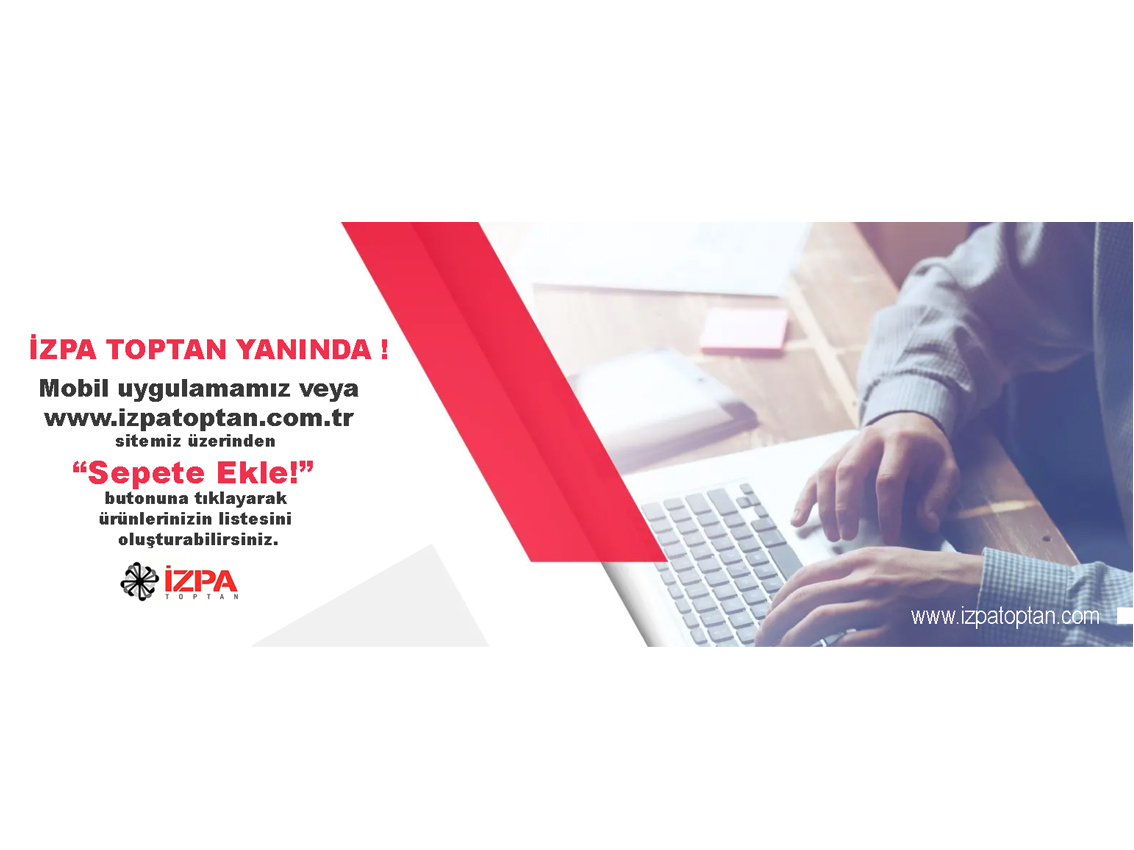 Mobil uygulamamız veya
 izpatoptan.com.tr 
sitemiz üzerinden 
“Sepete Ekle!” 
butonuna tıklayarak 
ürünlerinizin listesini 
oluşturabilirsiniz.