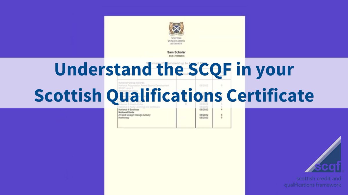 Now that you've received your Scottish Qualifications Certificate it's time to fully understand the SCQF Levels & Credit Points included in your profile. Here's some help to understand what these mean tinyurl.com/s68fb4hd #SQAresults #SCQFmatters