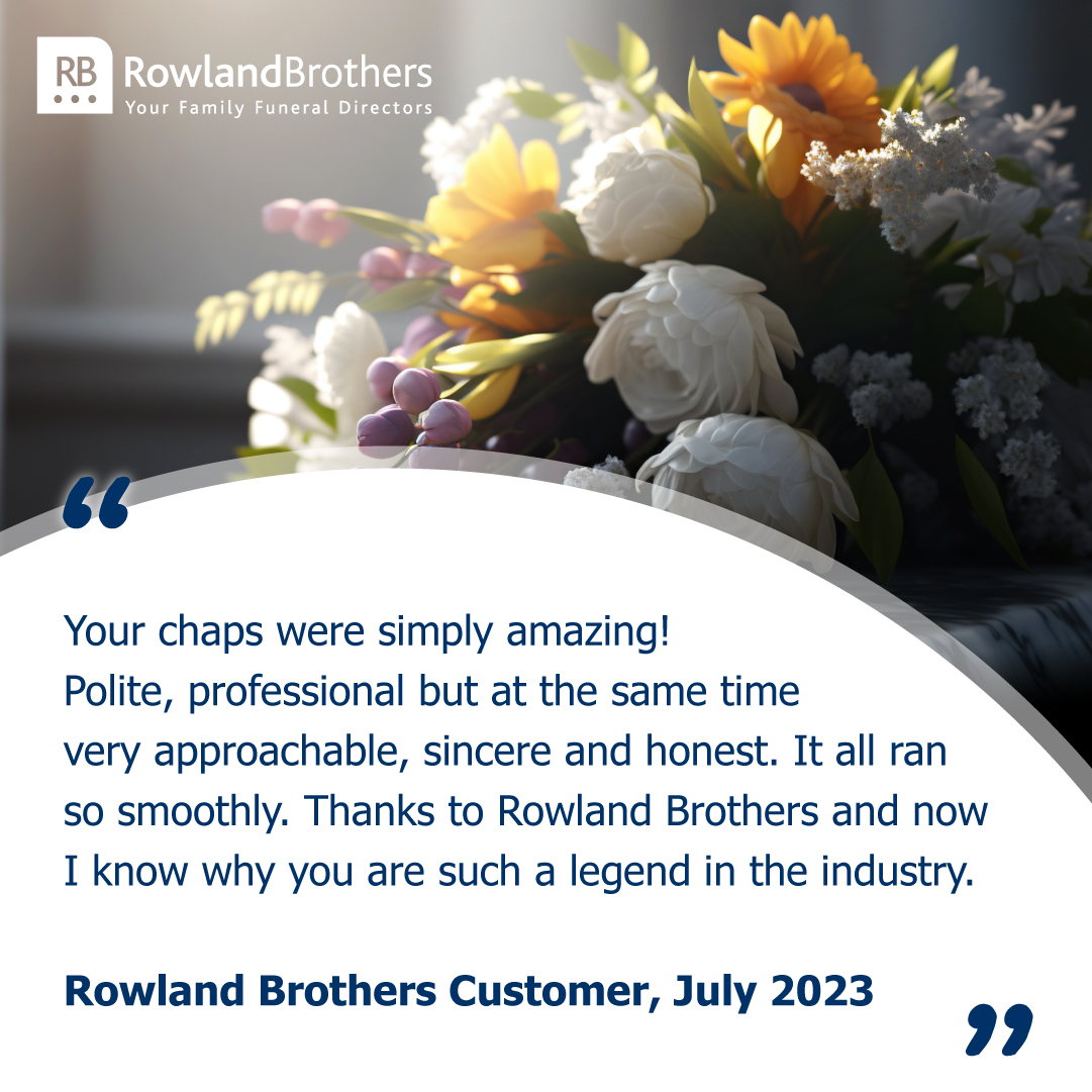 RBfunerals's tweet photo. We were delighted to help this customer through their difficult day, helping them choose all the right details to celebrate their mother who had recently passed. Thank you for your lovely review.
#rowlandbrothers #funeraldirectors #funerals https://t.co/JrCtjUI0IM