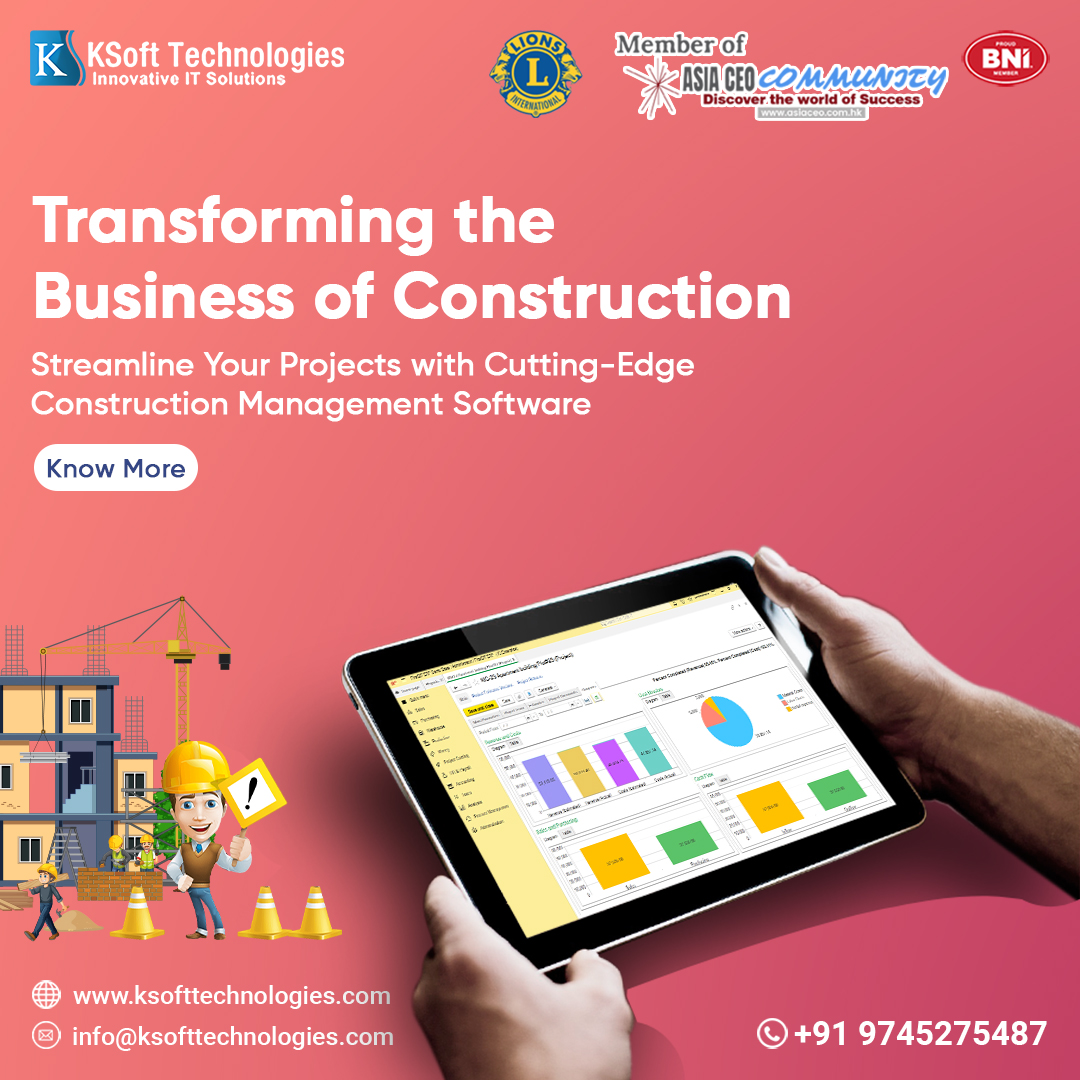 ksofttech's tweet image. Transforming the Business of Construction
Streamline Your Projects with Cutting-Edge Construction Management Software
#constructionsoftware
#erp
#contractor
#construction
#KsoftWebsiteMovement
#LetsGrowBusinessWithKsoft