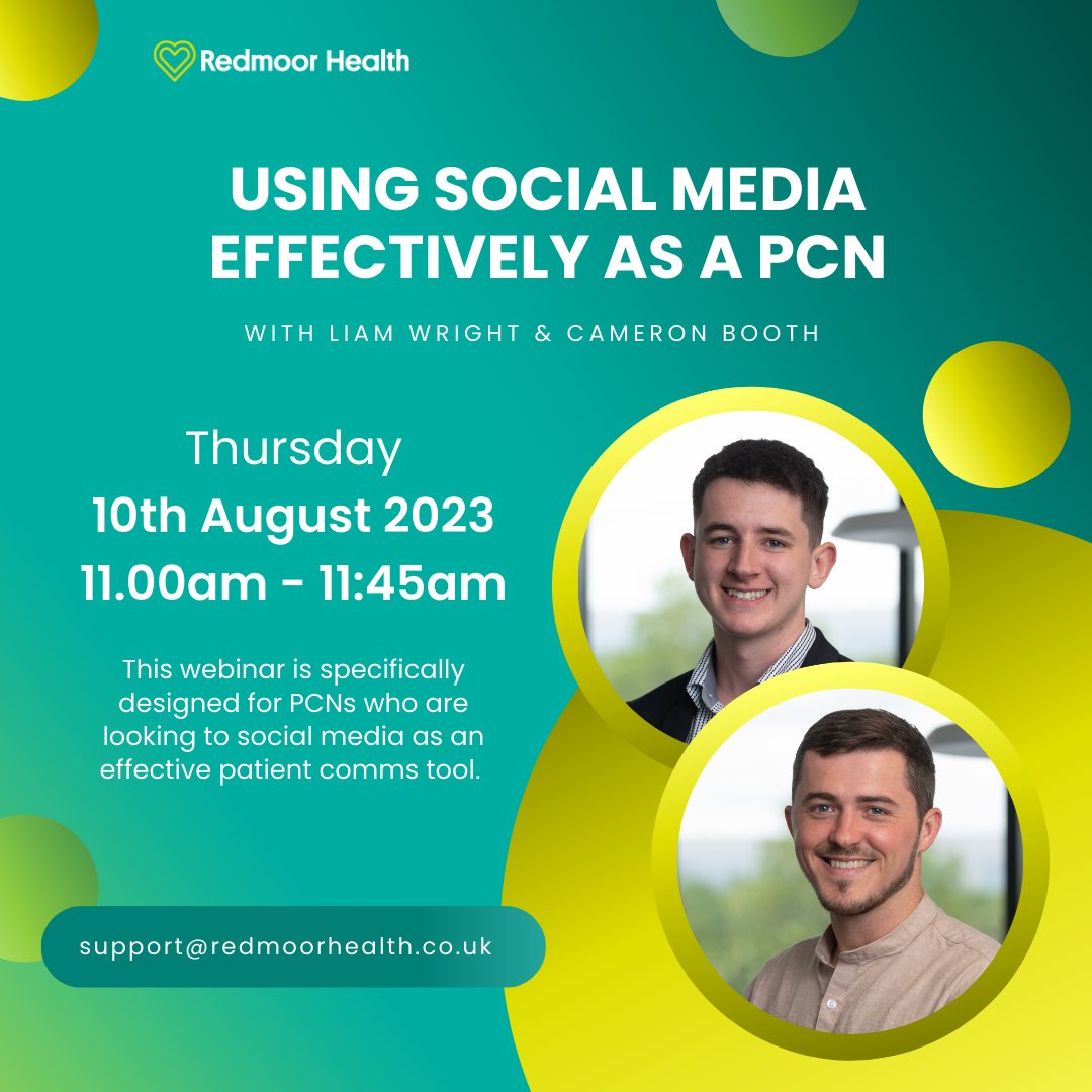 redmoorhealth's tweet photo. Want to use social media more effectively for patient communications? Need help? Join us tomorrow from 11-11:45am for our webinar helping PCNs make the most of their social media. 

Register here: https://t.co/x4BN6xSPaW

#SocialMedia #PatientComms #PrimaryCare https://t.co/yD6Y2gcFDq