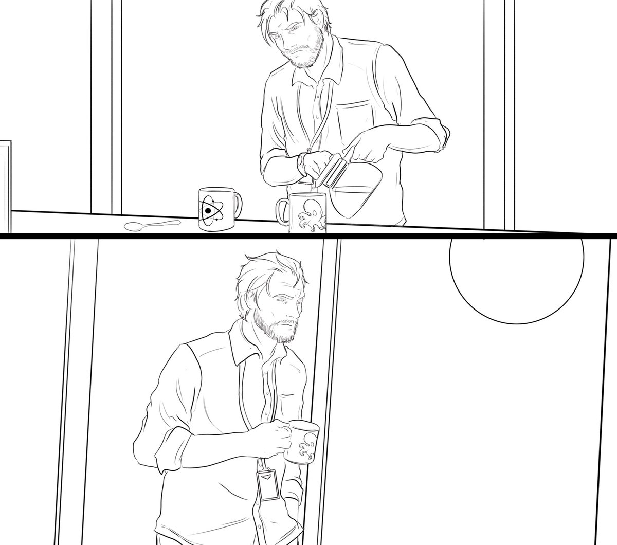 Coffee first, science later.

#comics #comicbooks #reanimator #coffee #lovecraft #horror #scifi #drawing #pen #ink #illustration #art