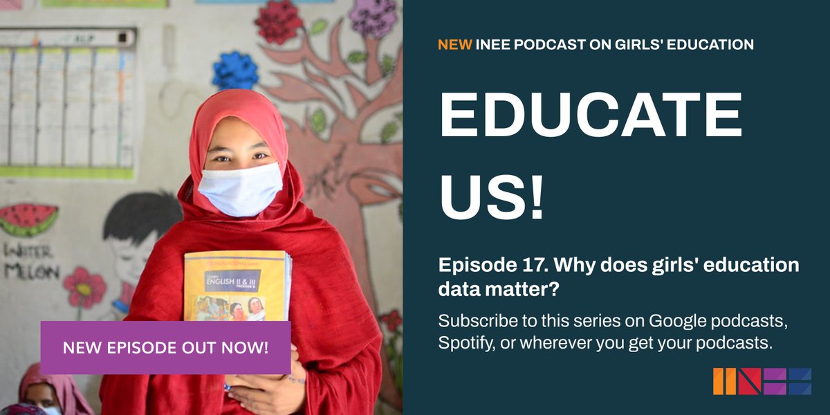 INEEtweets's tweet photo. 🎧 NEW EPISODE of #EducateUs! INEE’s #GirlsEducation podcast! In episode 17 we’ll learn why girls’ EiE data matters and how it can be collected in a safe and responsible way.
Listen at https://t.co/ODWAXLUMzA and on all podcast platforms.
@CanadaDev @Equal2030 https://t.co/TjodRlFEDt