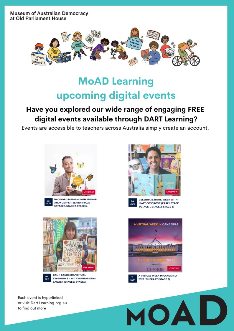 moadlearning's tweet photo. We have so many fantastic FREE digital events coming up! Have you booked your class in?

Register via https://t.co/NHj6LFbVqe https://t.co/SiOcwysnoH