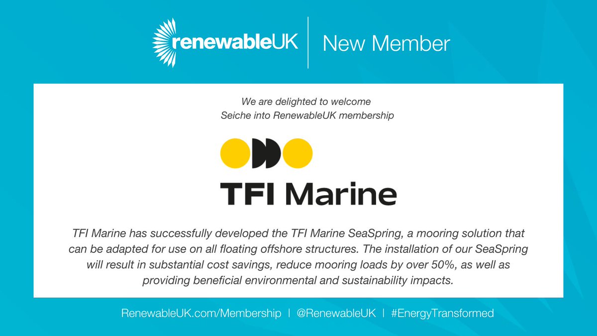 RenewableUK's tweet photo. Pleased to welcome on board our newest RenewableUK member, TFI Marine
To find out more, visit: https://t.co/SIHPT56eT2
Interested in becoming a member of RenewableUK? Contact the team on membership@renewableuk.com
#renewableenergy #RUKMembers https://t.co/P1qORIy0uc