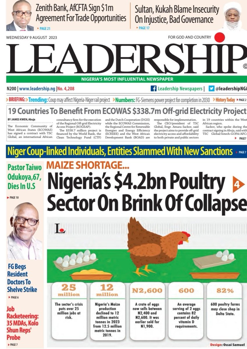 NasirRamon's tweet photo. Poultry Farming has collapsed!
My wife runs a small poultry farm. It's no longer sustainable. She is considering shutting it down, rendering 20 staff jobless!
A bag of feed is now N8k, a 300% increase in 2 years.
Farms are closing down, and many are out of jobs.
@officialABAT https://t.co/RjfR7EAWyV