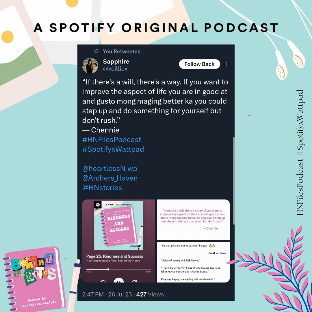heartlessN_wp's tweet photo. Weekly Winners:
Scarlett Elsania (FB)
@xeilliex (twt)
@/lady_marble.wp (IG)
Kindly fill up this form to claim your prize.
https://t.co/Dysi5HL6Rp
#HNFilesPodcast #SpotifyxWattpad https://t.co/2TnmITEjgY