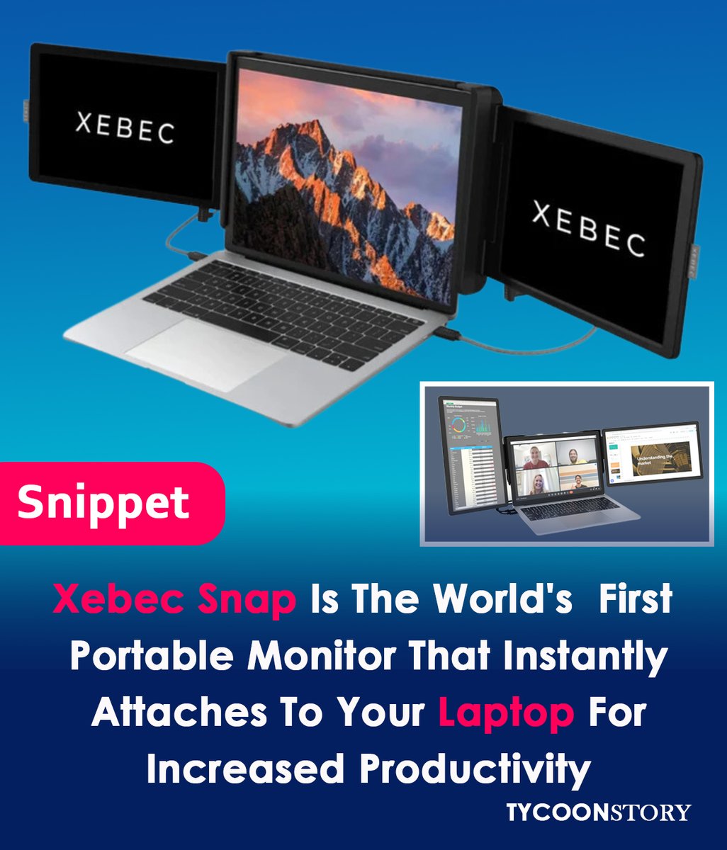 Introducing Xebec Snap, The World's First Portable Monitors That Instantly Attach To Your Laptop,
#XebecSnap #Kickstarter #PortableMonitors #Innovation #WorkSmart #LaptopUpgrade #laptop #technology #monitor #productive @my_xebec