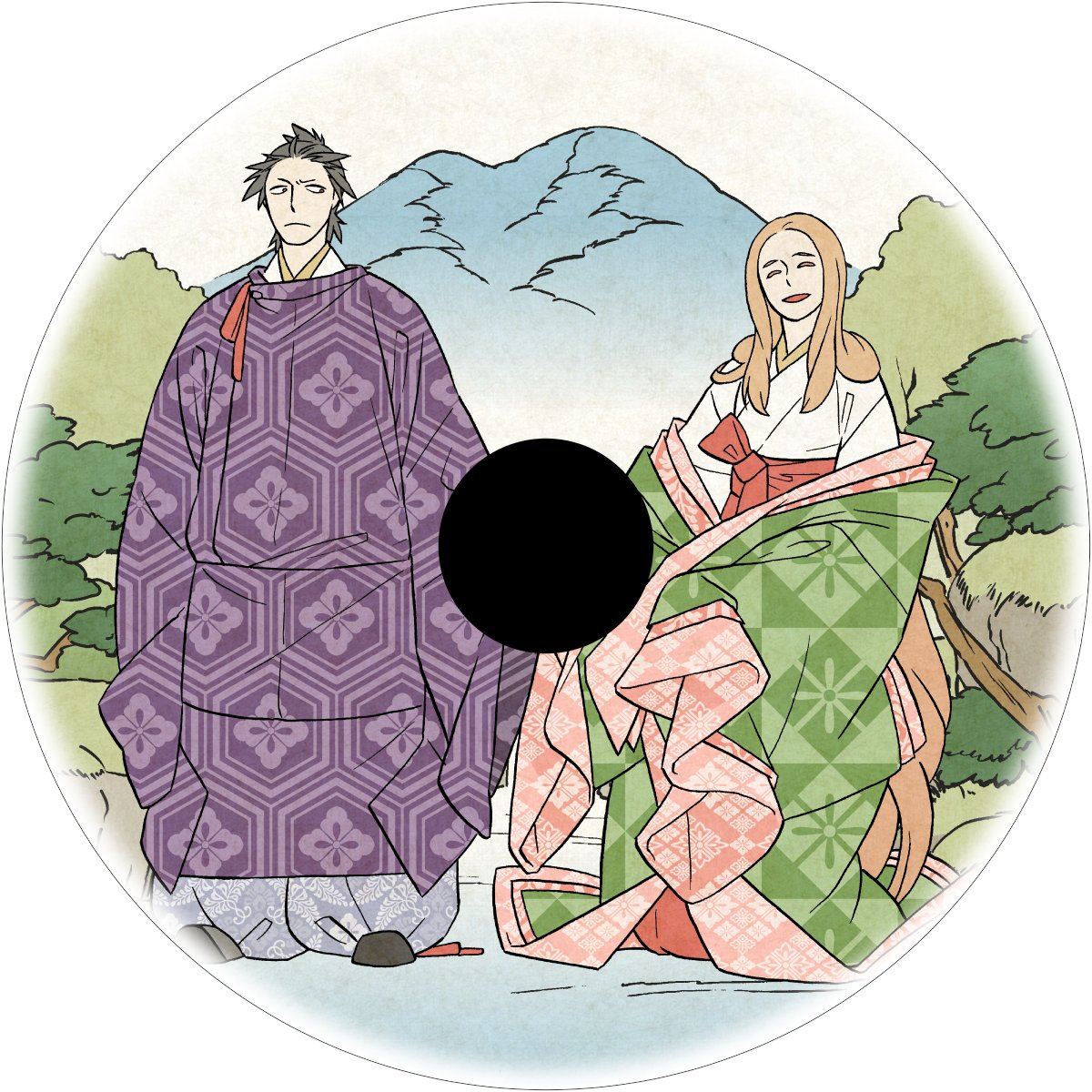 ⭐和歌を詠むシーンの没カット。2/2
オマケ、DVDの時のピクチャーレーベル。
センターホールで実は手をつないでいます。 