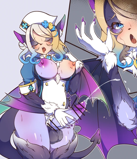 ナース型変身ヒロインちゃん → コウモリ型ふたなり怪人ちゃん 