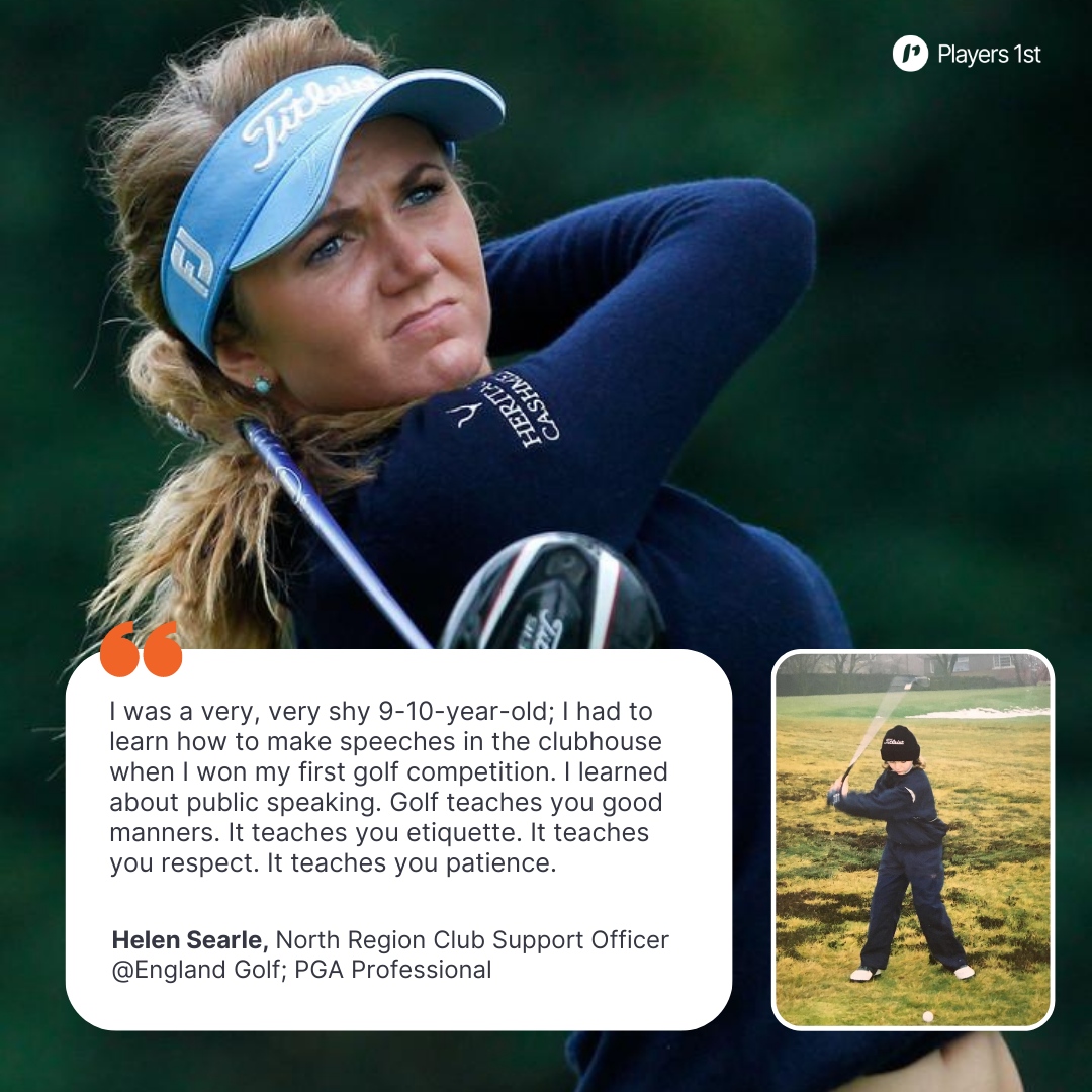 Players_1st's tweet photo. Helen Searle from @EnglandGolf shares: Golf is teaching life skills to our children, which is important for their confidence and success in adulthood. It's a proud accomplishment for any parent. 💜
#FOREeveryone #WhyIGolf https://t.co/uecFUz8B6b