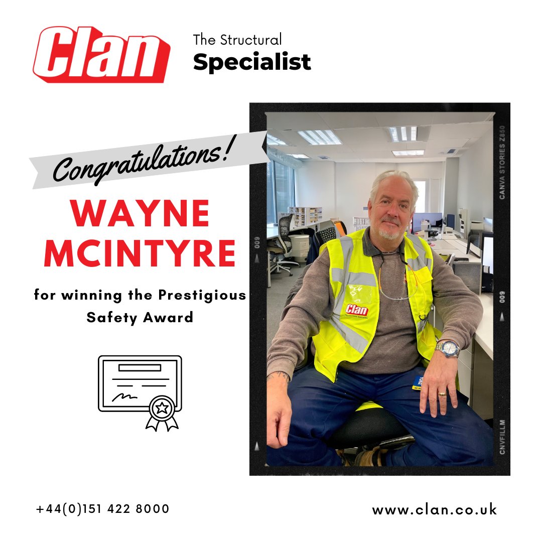 Clanstweets's tweet photo. 🌟🏆 Congratulations to Wayne McIntyre on receiving the prestigious safety award from Steve Boyd, Head of Construction Regions (North) at @Lendlease, the Management Contractor for Manchester's Our Town Hall Project.
#SafetyAward #CommitmentToSafety #TeamClan https://t.co/u6J6o2dc3D