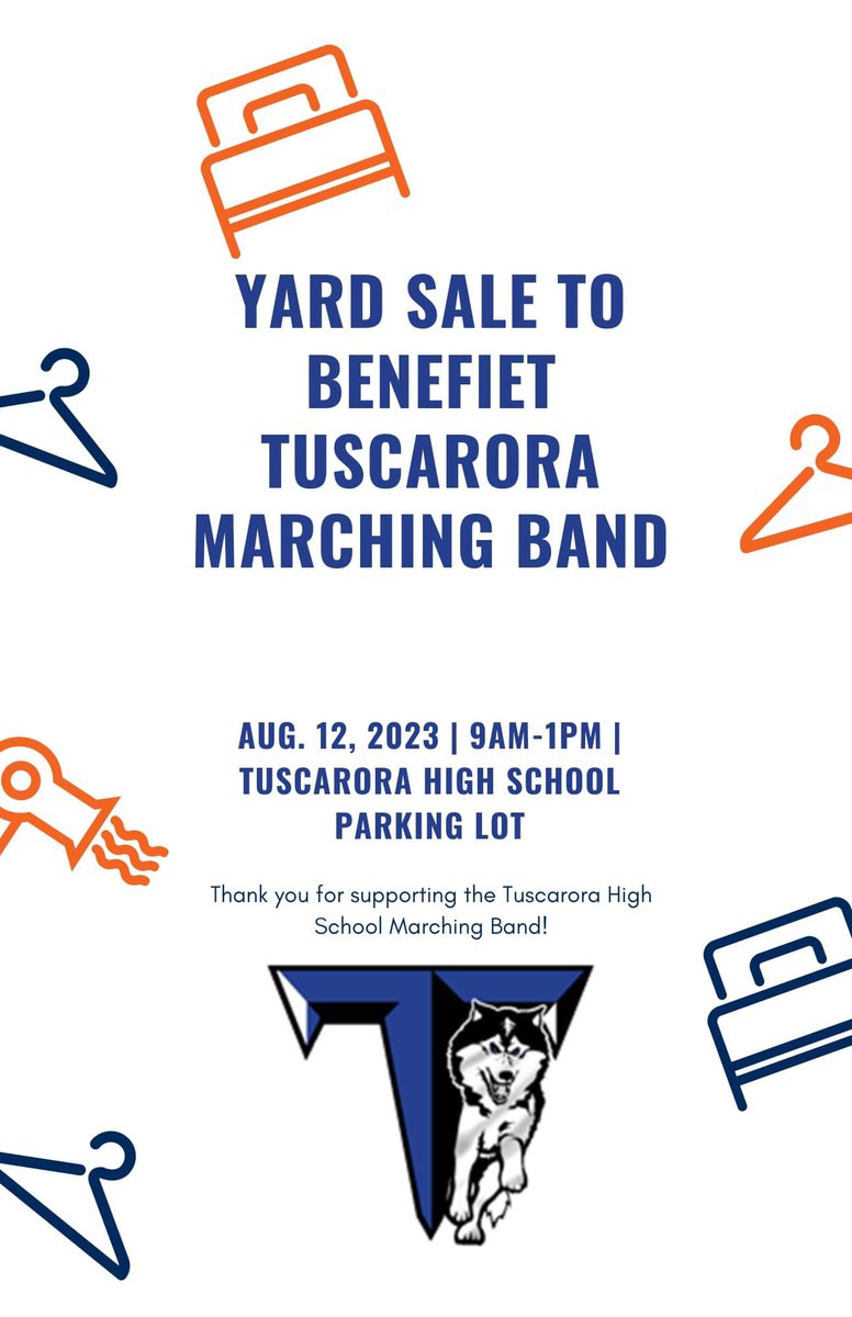 The Marching Huskies have doubled in size 😱! We are raising money to help offset costs for our season! Please stop by at our yard sale on August 12th from 9am-1pm at THS in the parking lot! 

Thank you for your continuous support of the THS Band &amp; Marching Huskies! 🎵💙🐾