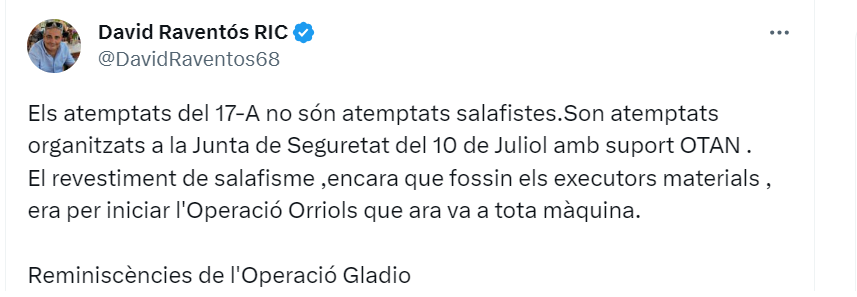 DavidReventat's tweet photo. [Atenció💥] El Gran Profeta ha revelat noms darrera de l'atemptat terrorista: Orriols, Puigdemont, Trump, el Cigronet, Miliki, el Pato Lucas, rentadores Balay, Stoltenberg i Orquesta Mondragón. Ah, i el botiguer xinés de la cantonada. Els seus tuppers són de mala qualitat. https://t.co/IMn7PmVpv2