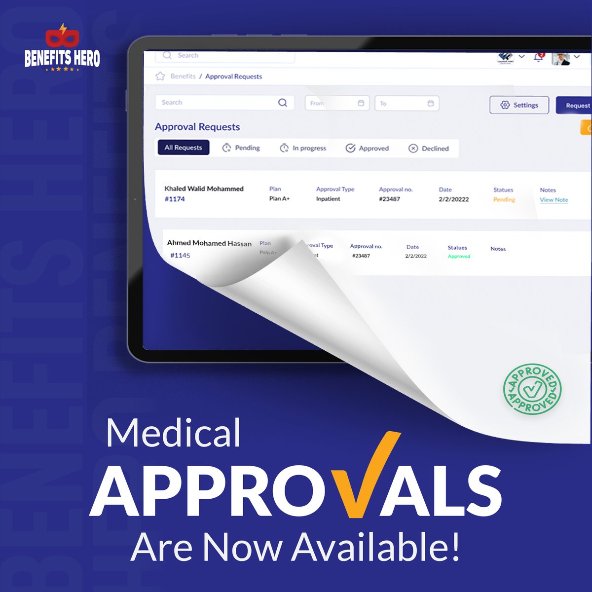 Benefits_Hero's tweet photo. We're thrilled to announce a game-changing update to Benefits Hero, your all-in-one HR platform! Now, with our new feature, Medical Approvals, you can wave goodbye to lengthy approval processes and say hello to swift and efficient medical approvals processing!
#HRPlatform https://t.co/cnMxc3btRT