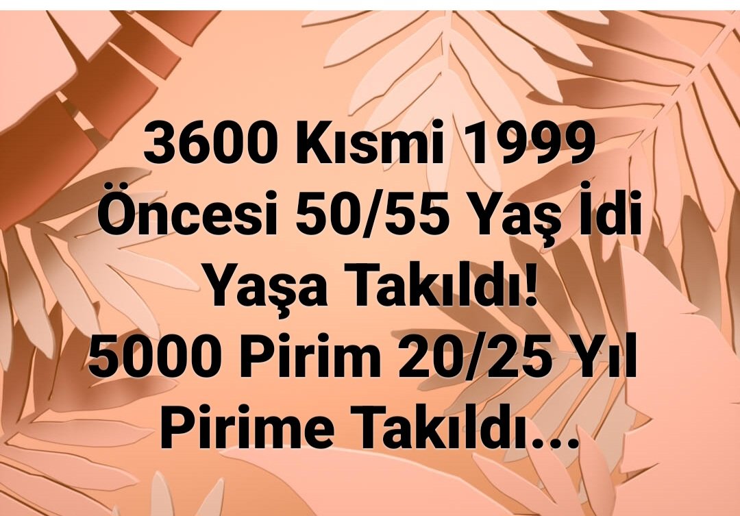 EYT Eksik Çıkarıldı! 
Çözülmedi Masada Yarım 
Kaldı ÜZGÜNÜZ..
3600 Kısmi 1999 Öncesi 50/55 Yaş İdi Yaşa Takıldı 5000 Pirim 20/25 Yıl Pirime Takıldı  Çözerse Yine Kimsesizlerin Kimsesi
 #REİSİM Çözer.

<a href="/RTErdogan/">Recep Tayyip Erdoğan</a> 
<a href="/isikhanvedat/">Prof. Dr. Vedat Işıkhan</a>
@ErbakanFatih
#5000VeKısmiHakkındanİmtinaEdilemez