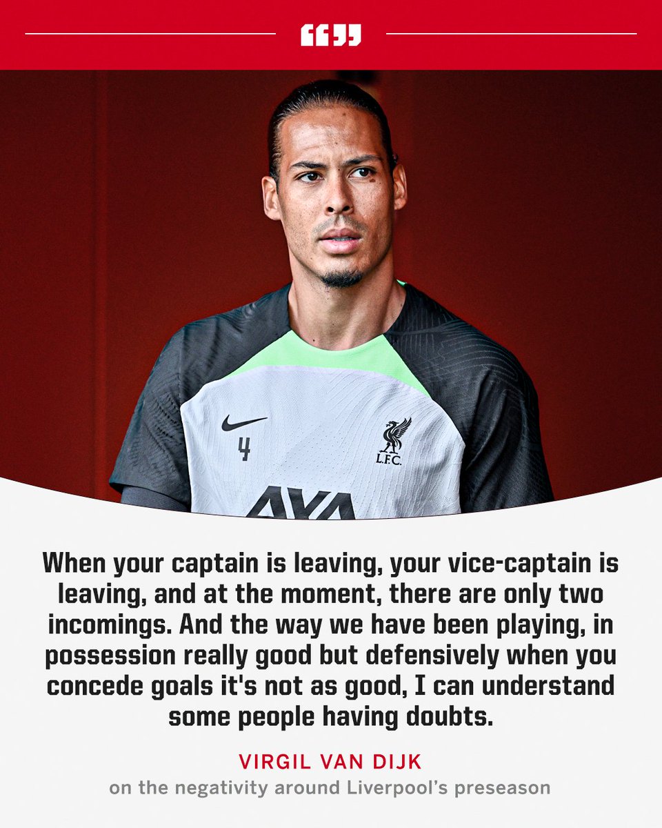 ESPNUK's tweet photo. Virgil van Dijk understands the doubts surrounding Liverpool's lack of transfer activity 🙃 https://t.co/KGO9gw3dge