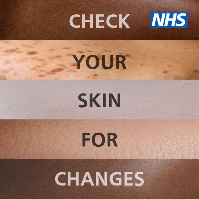 Photographs of different skin tones. The text reads "Check your skin for changes."

The NHS logo is in the top right hand corner.