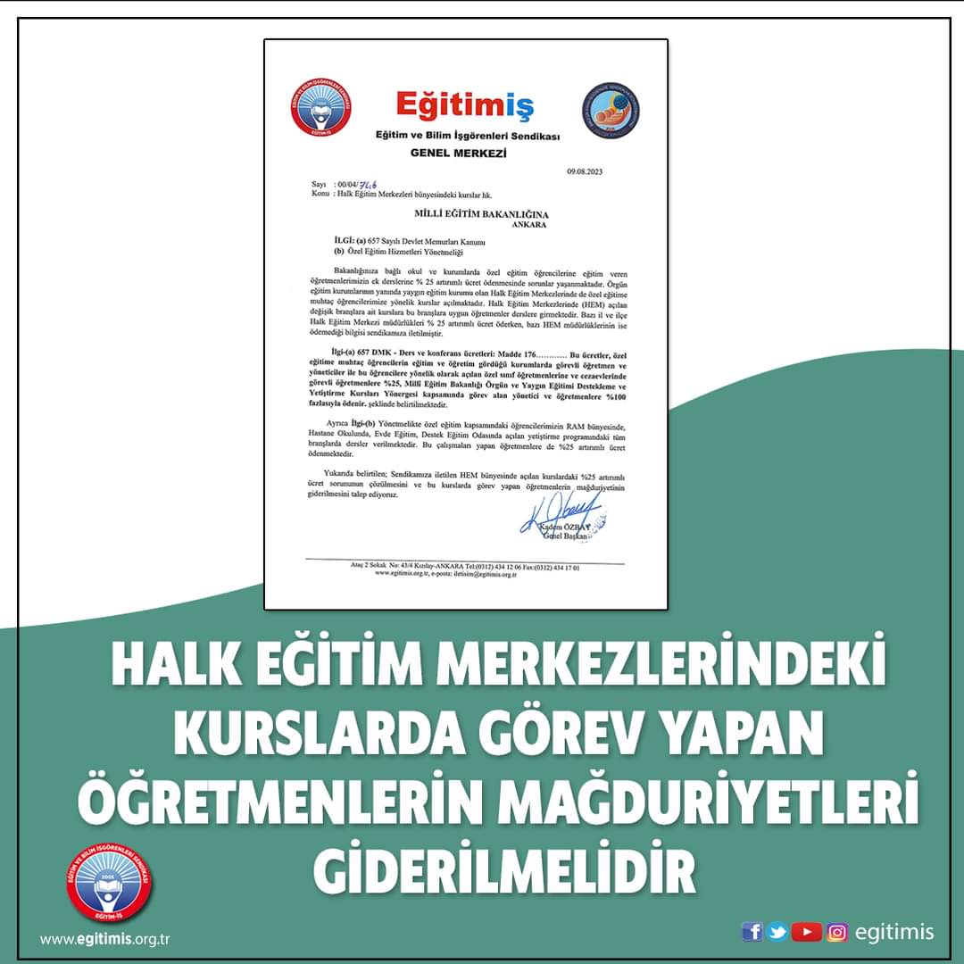 YapalOzer's tweet photo. HALK EĞİTİM MERKEZLERİNDEKİ KURSLARDA GÖREV YAPAN ÖĞRETMENLERİN MAĞDURİYETLERİ GİDERİLMELİDİR
https://t.co/n2Q1ETxn18
@tcmeb #halkegitimmerkezi #kurs #ogretmen #magduriyet https://t.co/kuaexfMV9v