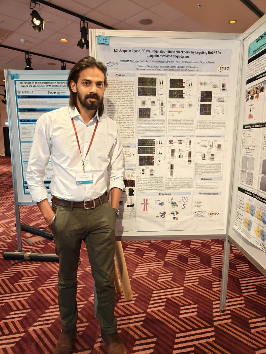 MannaLab1's tweet photo. Delighted to share that @BhagyaLakshmiR8 and @msvichu2007 presented their research poster at the prestigious #EMBOphosphatases23 workshop in Copenhagen, Denmark. #EMBOphosphatses23 #mannalab #IISERTVM https://t.co/otY8Brq611