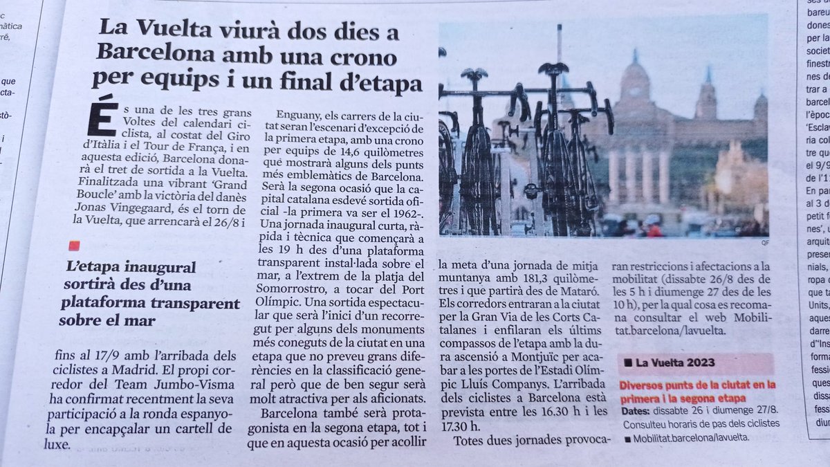 El país veí vol començar la seva "Vuelta" en Barcelona.
Una bona ocasió per omplir Barcelona d'estelades, sobre tot en les zones més mediàtiques
Hem de demostrar que el Sánchez està equivocat en relació a l'independentisme i menteix a Europa