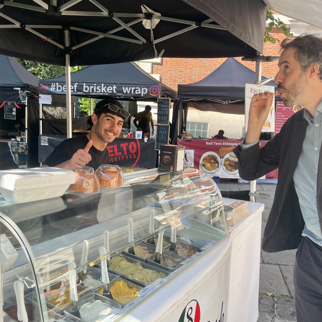 StJPiccadilly's tweet photo. Nothing screams summer like Sicilian Pride Gelato! Enjoy a scoop of creamy, decadent goodness and experience a taste of authentic Sicilian flavor. Try some today! #Gelato #SicilianPride #TasteofItaly #StreetFoodMarket @HOLBID https://t.co/k4e4xxsGcm