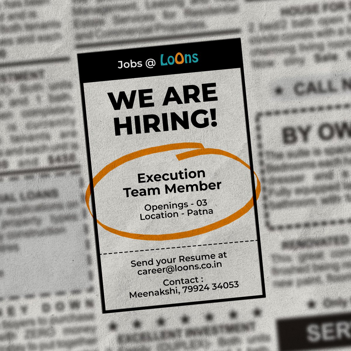 loonsindia's tweet photo. We are hiring! 

Apply at career@loons.co.in

#hiring #JobAlert #JobVacancy #HIRINGNOW #bihar https://t.co/QyJneu9y1D