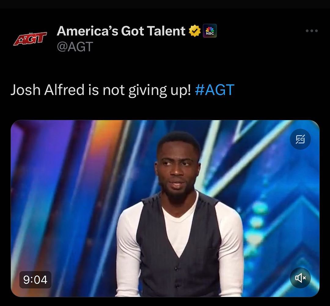 WilliamsAdegoke's tweet photo. So @josh2funny madness finally crossed border. So sad the judges didn’t understand the act. #AGTauditions #agt https://t.co/IsLRMKFoSG
