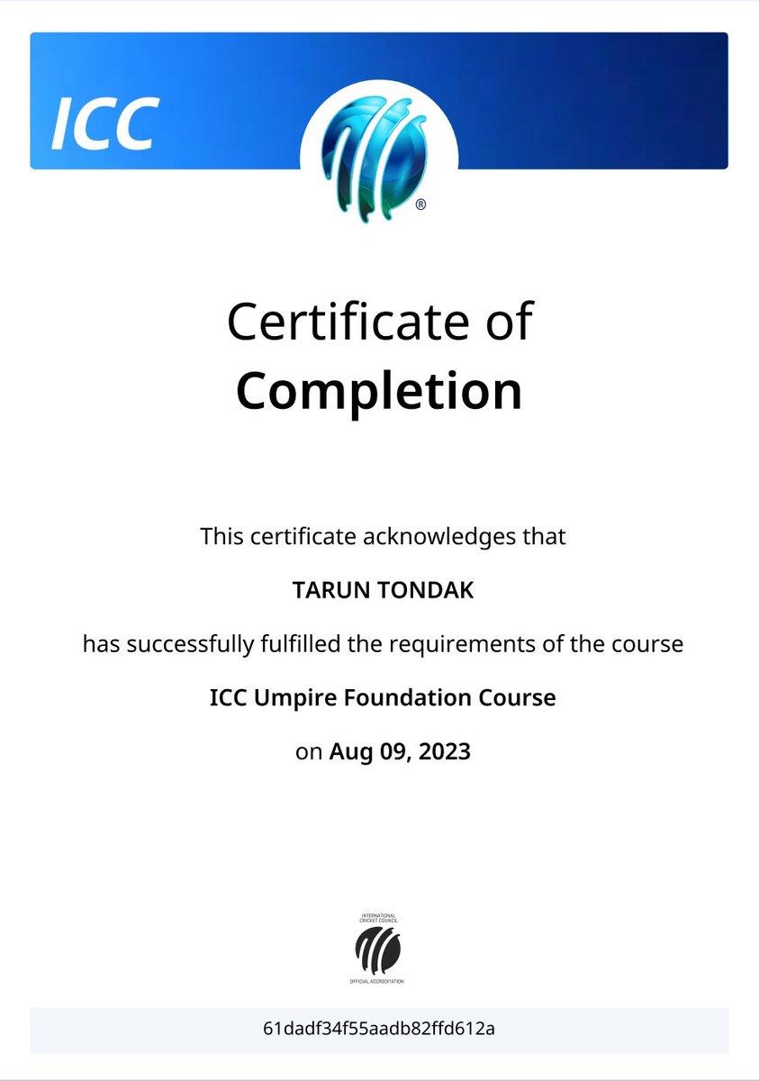 TTondak's tweet photo. 🏏 Exciting News! 🎉 Just completed the ICC Umpire Foundation Course and I'm thrilled to take my passion for cricket to the next level! 🤩 From understanding the rules to making accurate decisions on the field, it's been an incredible learning journey. 📚👀 Thanks to ICC https://t.co/CwCWqDSZzv