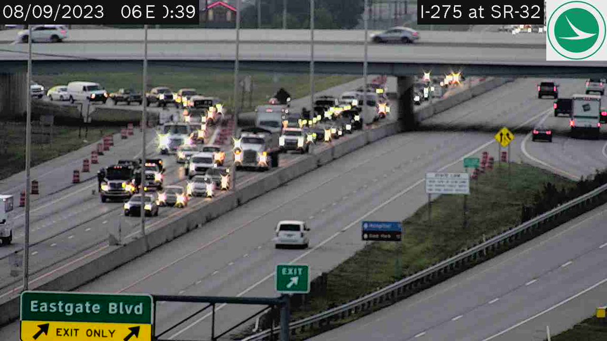 DeniseJohnson22's tweet photo. Accident WB 32 blocking the 2 right lanes 
at Eastgate Blvd, backed up to Old St. Rt. 74. https://t.co/C0kdl6T1M7