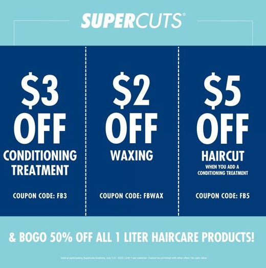 Supercuts Coupons $5 off April 2024 on X: Supercuts Coupon: Save 50% OFF  in August 2023 How do you get 50% off at Super Cuts? ______ Super Cuts discount  code is☘️ 'CONGRESSCUT'☘️