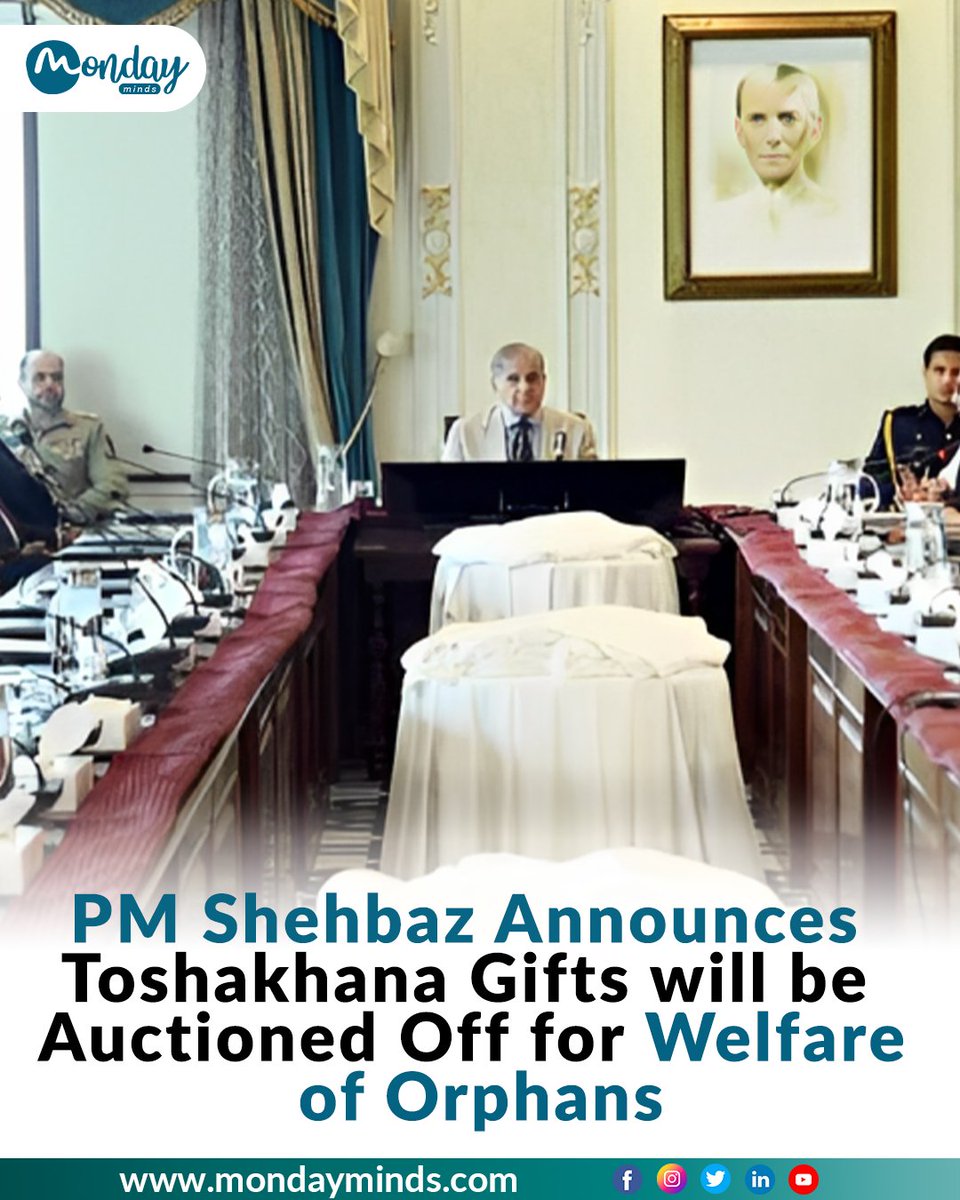 Prime Minister Shehbaz Sharif declared on Tuesday that he will auction off all Toshakhana presents he received during his term in office, with the money benefiting orphan children. #Mondayminds #Primeminister #Shehbazsharif #Toshakhana #Toshakhanagift #CareTakerPM #AsiaCup2023