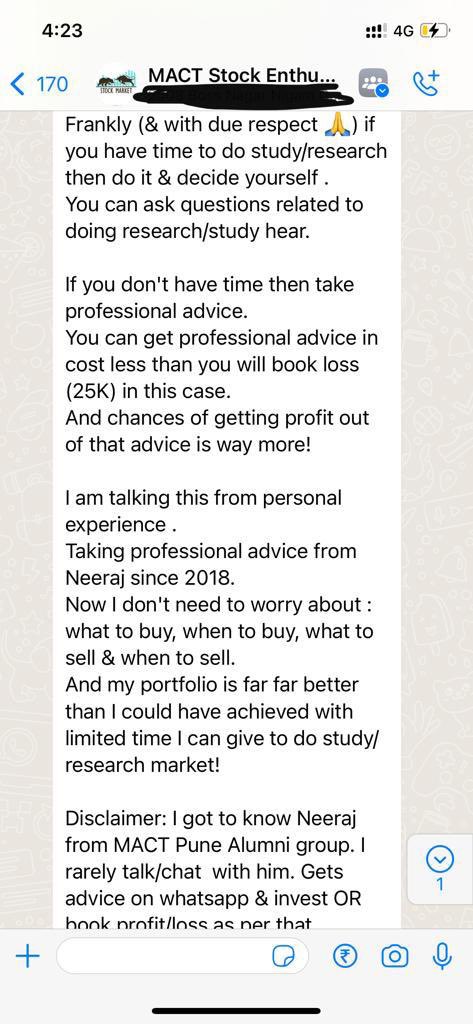 NeerajAnalyst's tweet image. Client from our stock recommendation service for long term portfolio building…