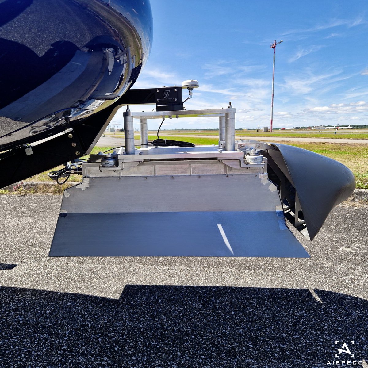 aispeco's tweet photo. #AISPECO data-collection system mounted on AS355 for #corridormapping application. Equipped with:
• Riegl VUX240 LiDAR scanner;
• Applanix AP+50 GNSS and IMU positioning system;
• 2 x PhaseOne iXU-RS1000 cameras;
• 1 x PhaseOne iXM-RS150 camera.  #geospatial https://t.co/F4TFm4cquM