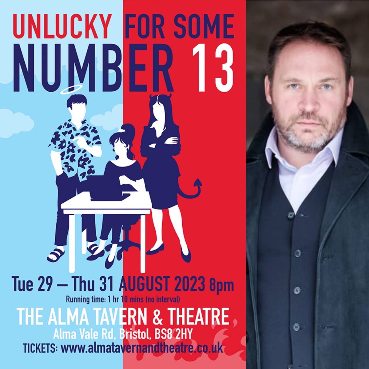 elfinamansuit's tweet photo. Meet @BoydARogers also known as Bernard the bolshy drug taking fraudster. He’s one helluva guy. Get your tickets for this great comedy @AlmaBristol 29-31 Aug (just one seat remaining on Thu 31st) #theatre #comedy https://t.co/c9UG2HaA7y