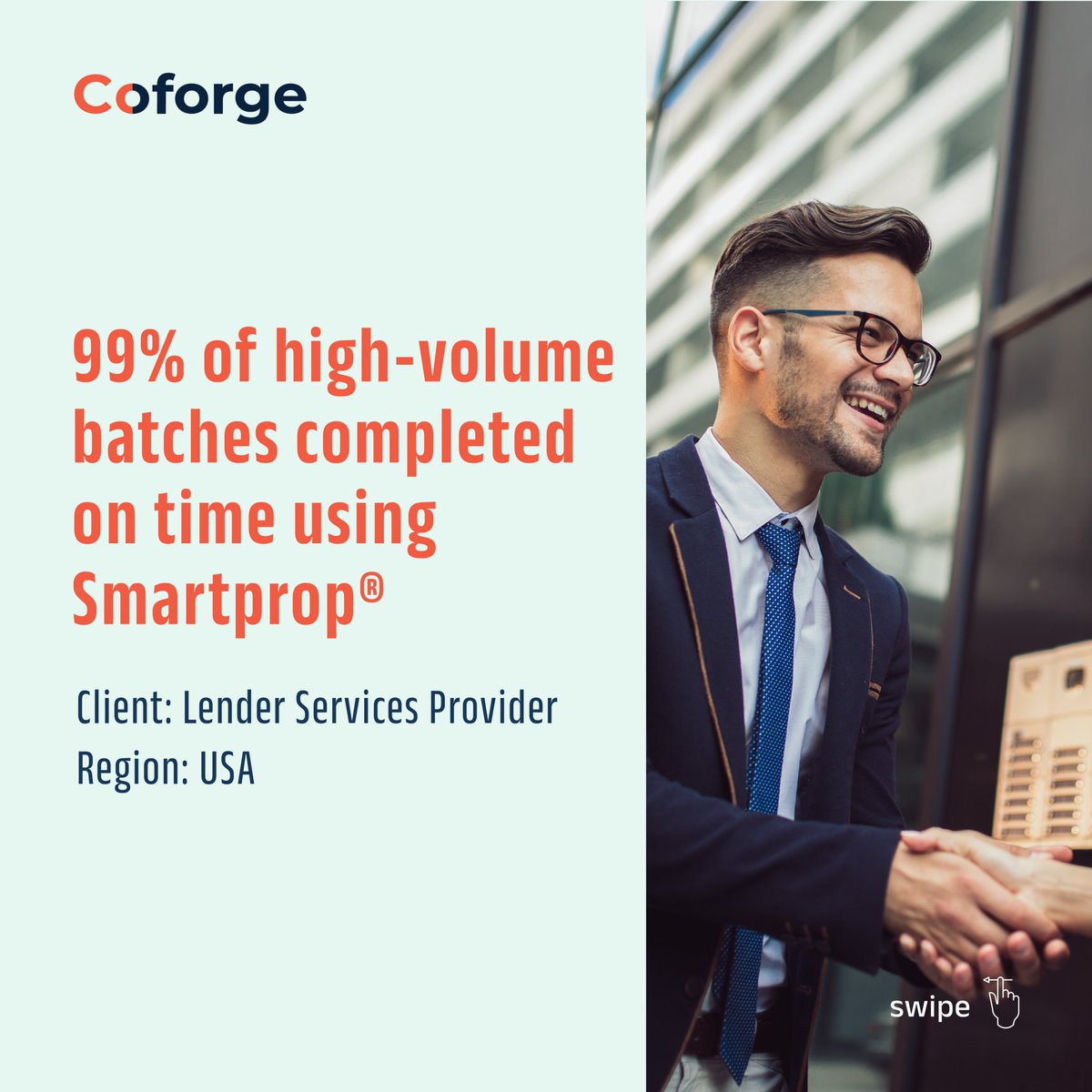 Coforge_Tech's tweet photo. Coforge helps meet deadlines for high-volume title searches with our cutting-edge Property Title Search Platform SmartProp® which automates numerous tasks associated with title search processing, achieving an impressive 99% completion rate. https://t.co/835M8Yt5to https://t.co/ARz0vAkwJS