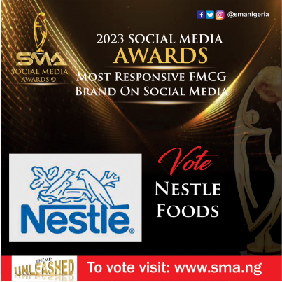 Alternative_Ads's tweet photo. Nestlé @Nestle has been nominated for the 2023 edition of the SOCIAL MEDIA AWARDS (SMA) NIGERIA under Most Responsive FMCG Brand on Social Media Awards Category.
To Vote Nestlé, click https://t.co/gy3itUv4qN
#smanigeria
#smanigeria2023
#socialmediaawards
#nomineesunveiled https://t.co/tssDzRiyv0